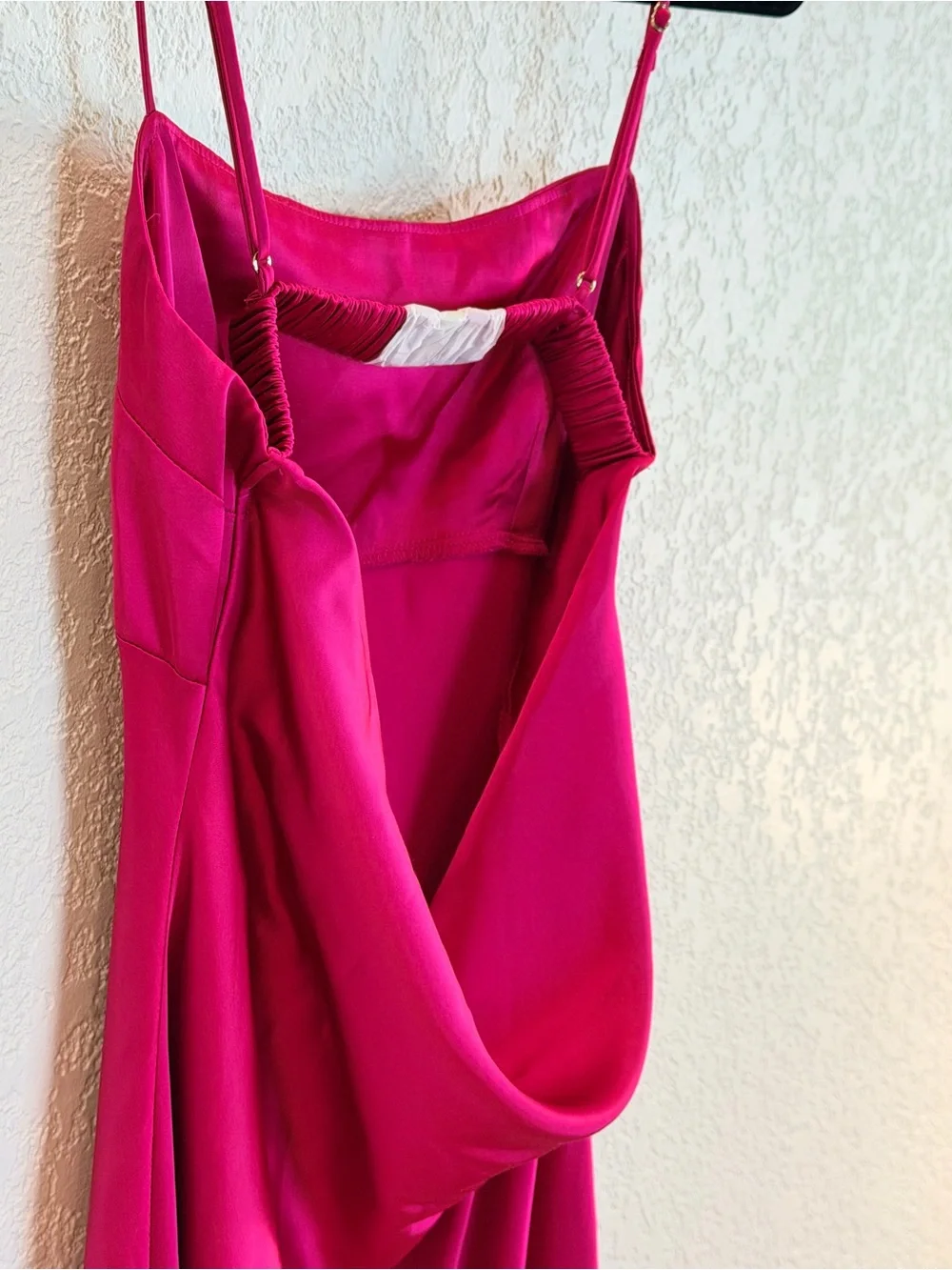 Abercrombie & Fitch Satin Cowl Back Slip Midi Dress in Hot Pink NWT! Size XS